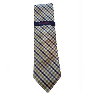 rooster New Navy and Lime Checkered Tie 100% Silk